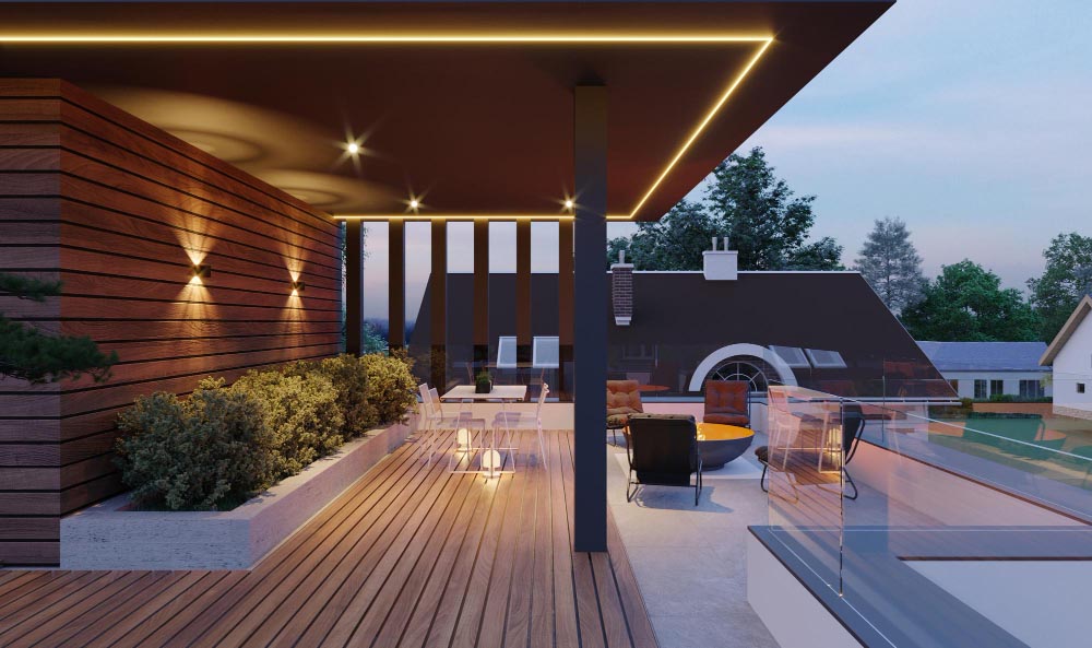 Dak Teras Rumah Mewah dengan Sentuhan LED
