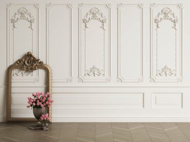 inspirasi wall moulding ruang tamu minimalis